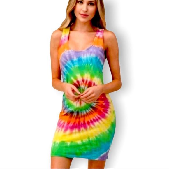 Tie Dye Rainbow Mini Dress - Picture 6 of 16